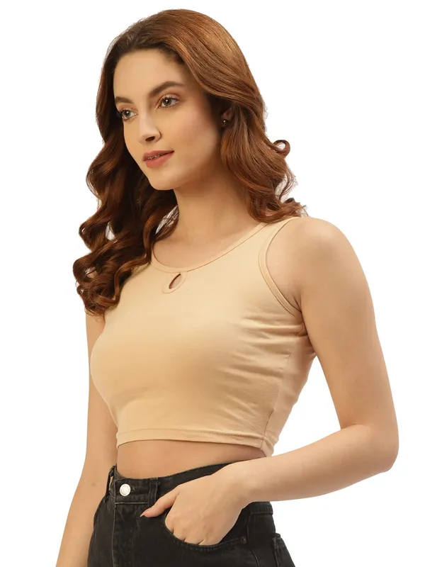 Beige_Cotton_Lycra_Tops