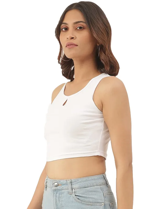 White_Cotton_Lycra_Tops
