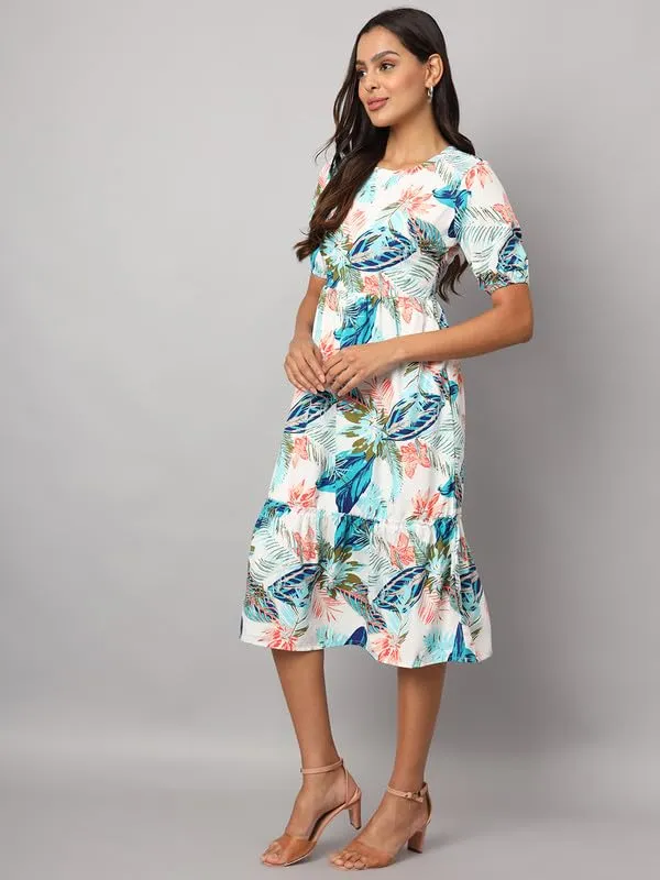Multi_Print_Polyester_Print_Dresses