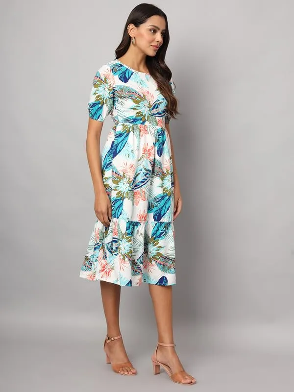Multi_Print_Polyester_Print_Dresses