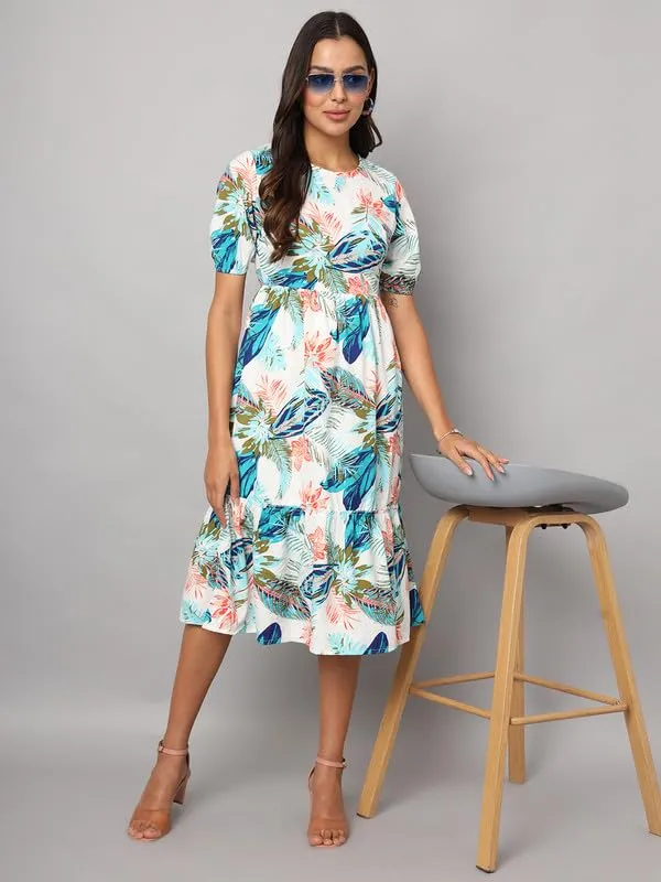 Multi_Print_Polyester_Print_Dresses