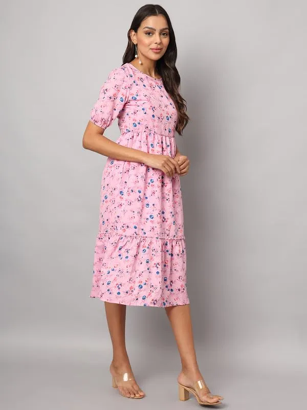 Polka_Dot_Print_Puff_Sleeve_Fit_&_Flare_Midi_Dress