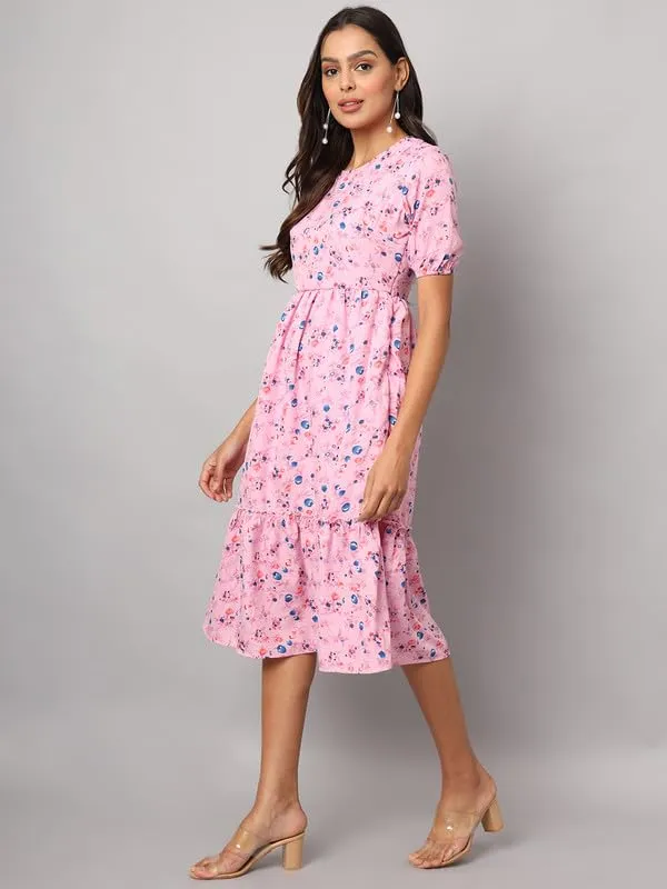 Polka_Dot_Print_Puff_Sleeve_Fit_&_Flare_Midi_Dress