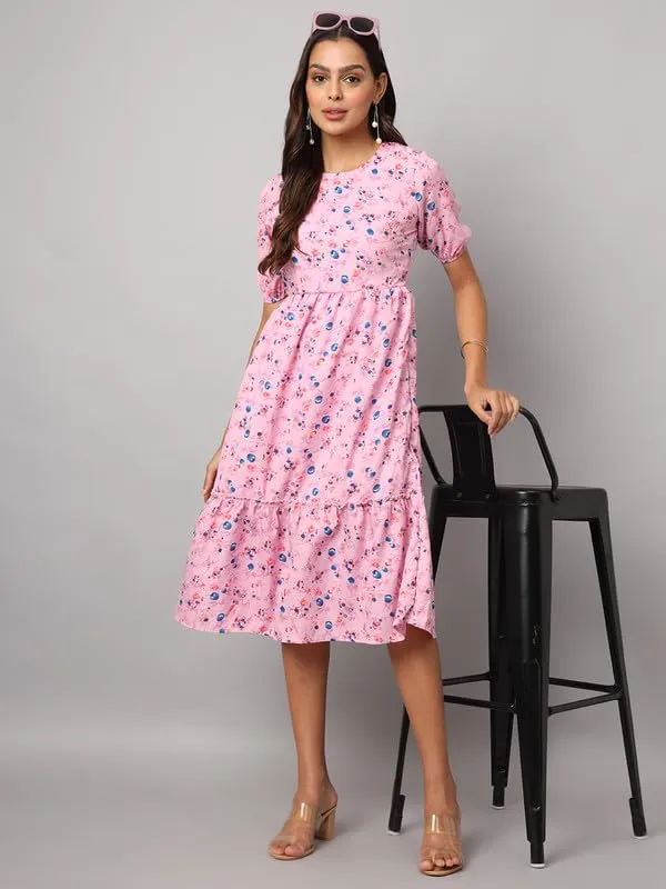 Polka_Dot_Print_Puff_Sleeve_Fit_&_Flare_Midi_Dress