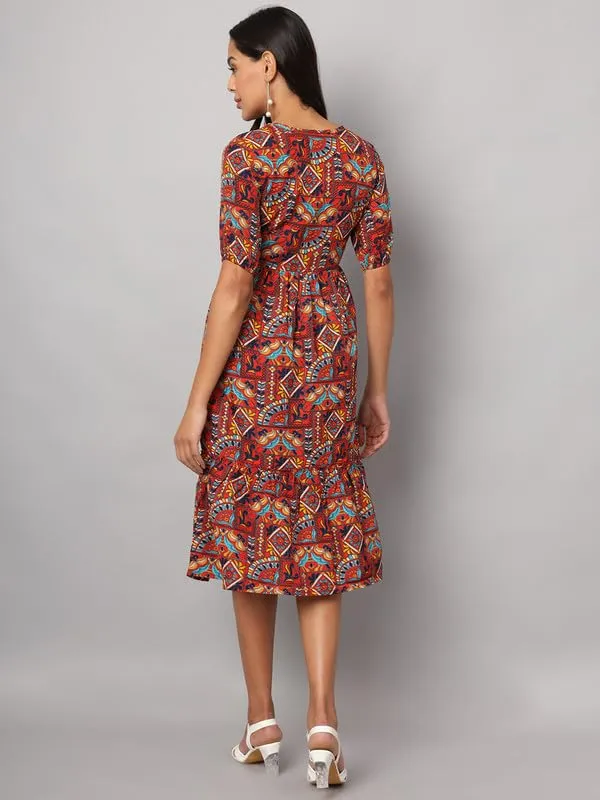 Multi_Print_Polyester_Print_Dresses