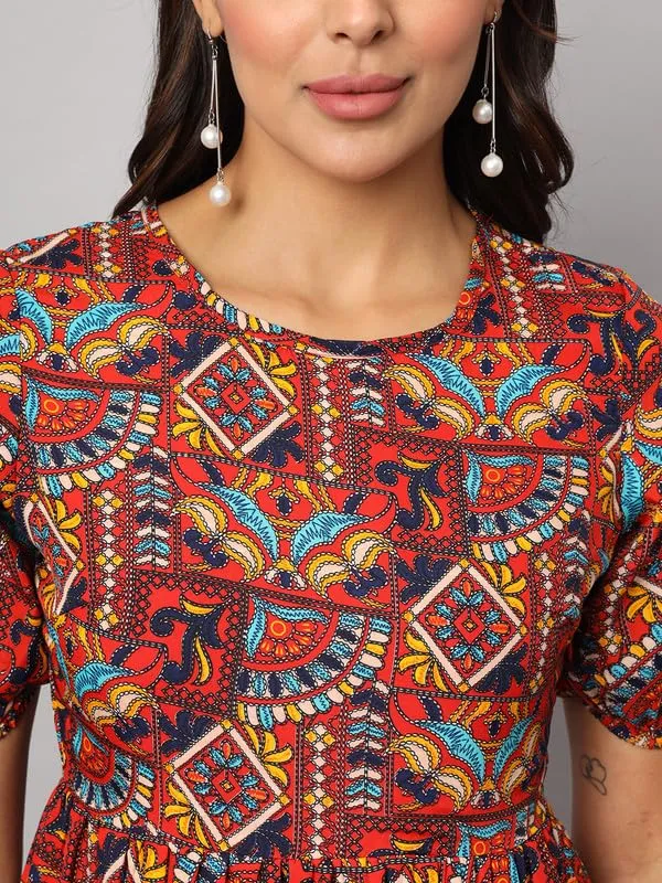 Multi_Print_Polyester_Print_Dresses