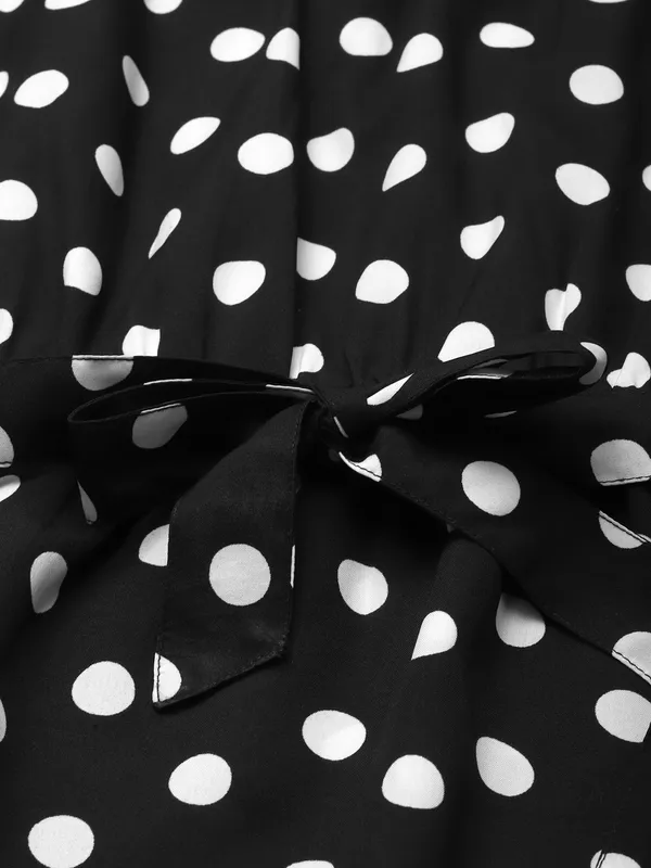 White_&_Black_Floral_Print_A-Line_Midi_Dress
