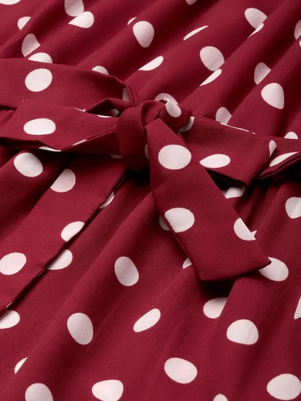 Brownpolka_Polyester_Print_Dresses