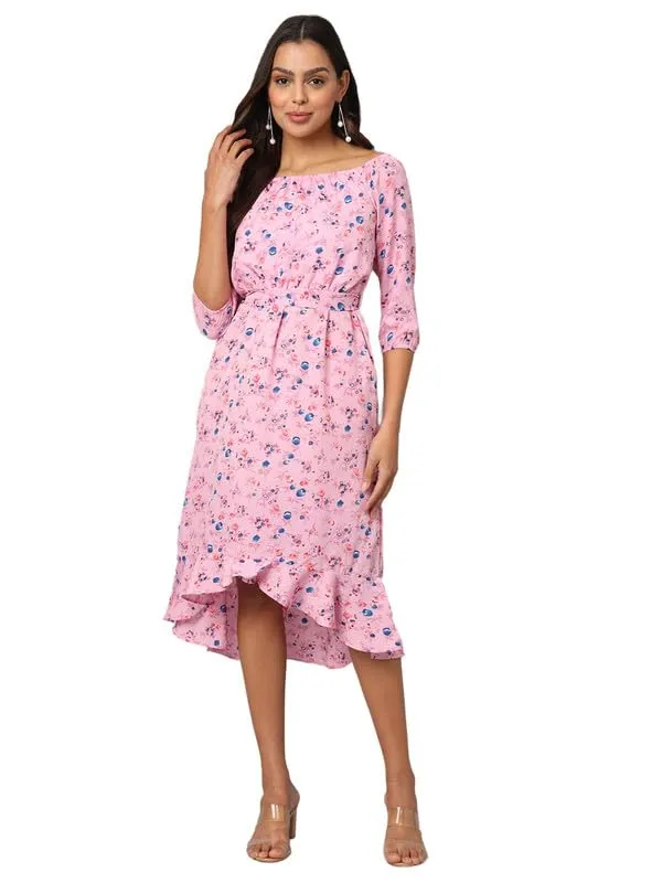 Multi_Print_Polyester_Print_Dresses