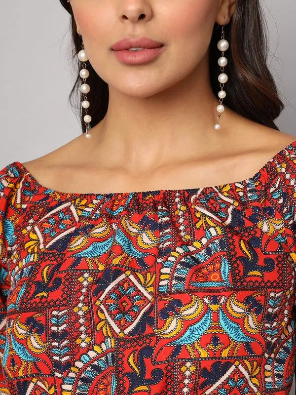 Multi_Print_Polyester_Print_Dresses