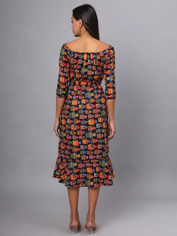 Multi_Print_Polyester_Print_Dresses