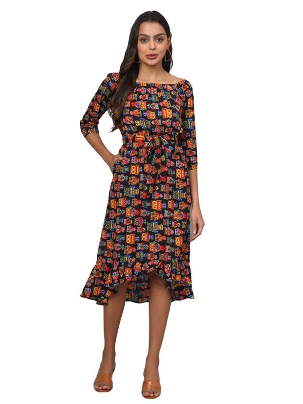 Multi_Print_Polyester_Print_Dresses
