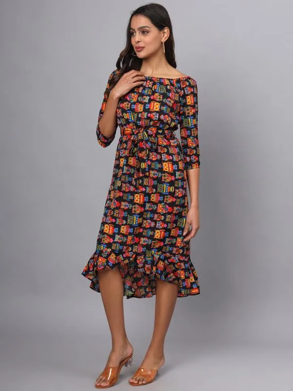Multi_Print_Polyester_Print_Dresses