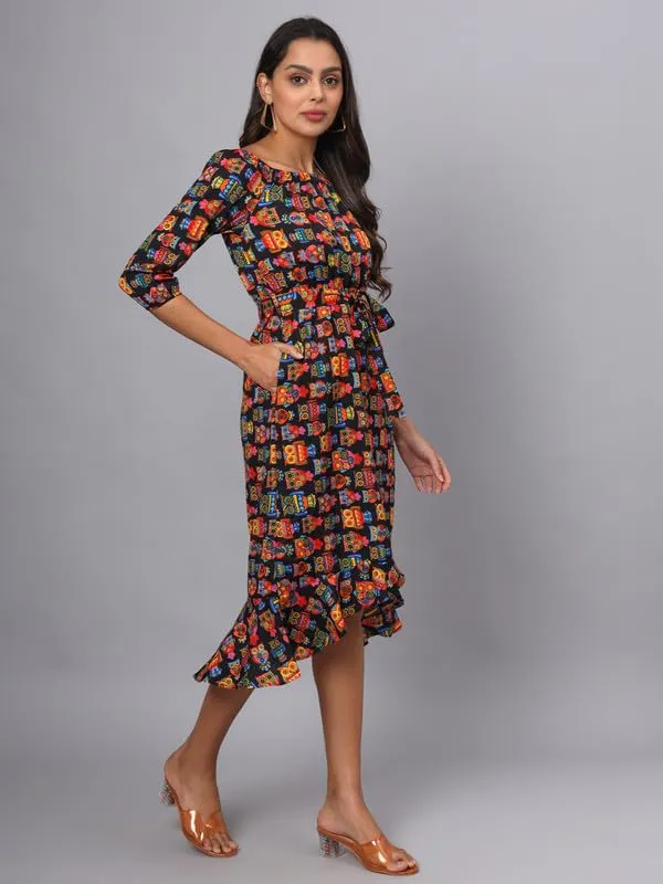 Multi_Print_Polyester_Print_Dresses