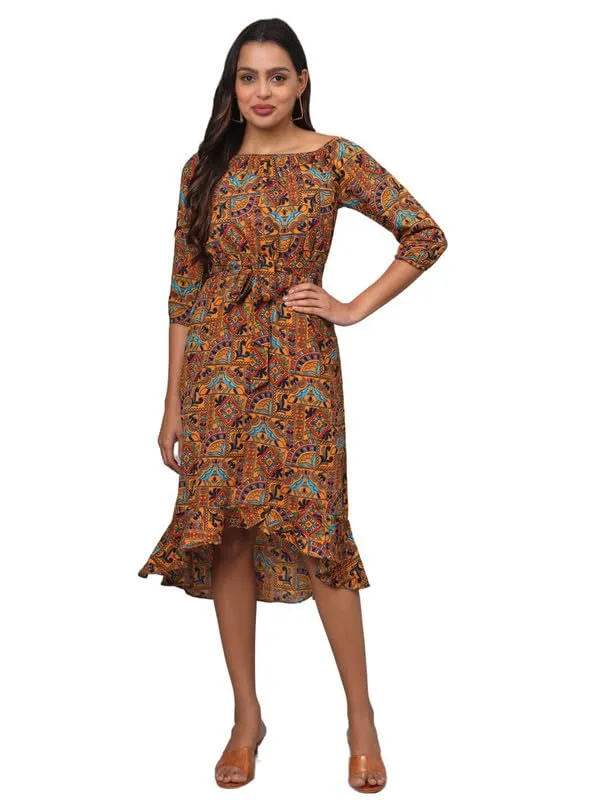 Multi_Print_Polyester_Print_Dresses