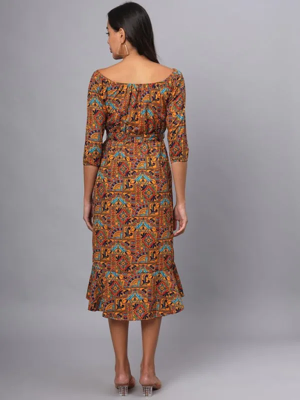 Multi_Print_Polyester_Print_Dresses