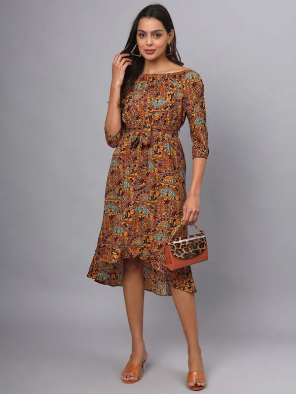 Multi_Print_Polyester_Print_Dresses