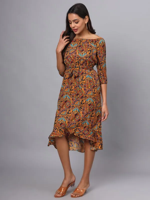 Multi_Print_Polyester_Print_Dresses