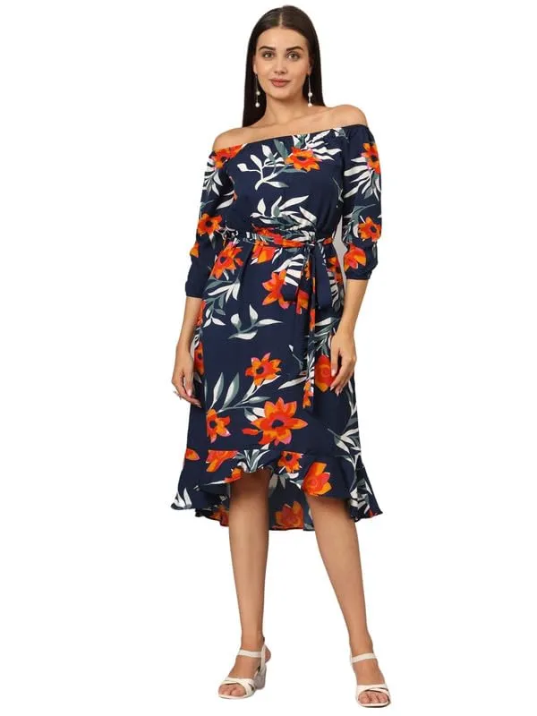 Multi_Print_Polyester_Print_Dresses
