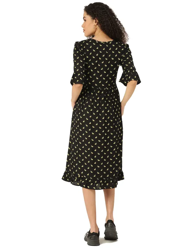 Black_&_Yellow_A-Line_Midi_Dress