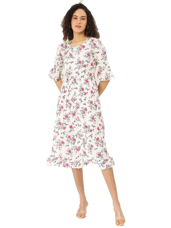 BRINNS_White_&_Pink_Floral_A-Line_Midi_Dress