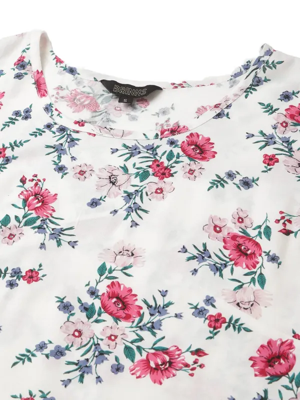 BRINNS_White_&_Pink_Floral_A-Line_Midi_Dress