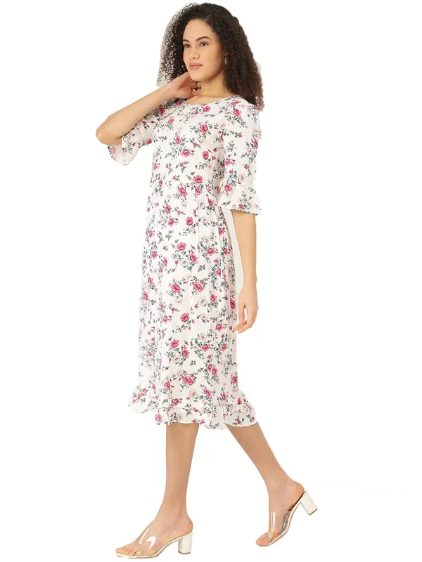 BRINNS_White_&_Pink_Floral_A-Line_Midi_Dress
