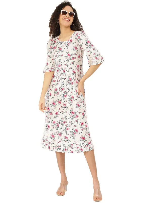 BRINNS_White_&_Pink_Floral_A-Line_Midi_Dress