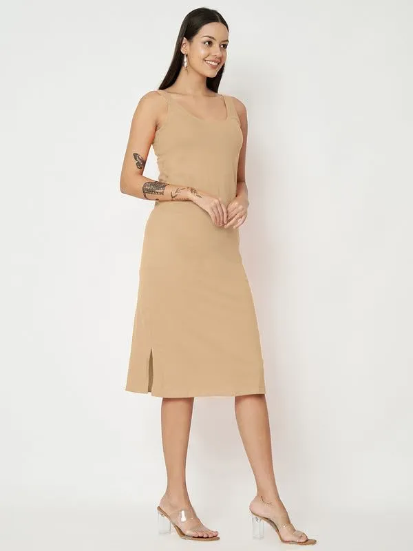 Beige_Cotton_Lycra_Dresses