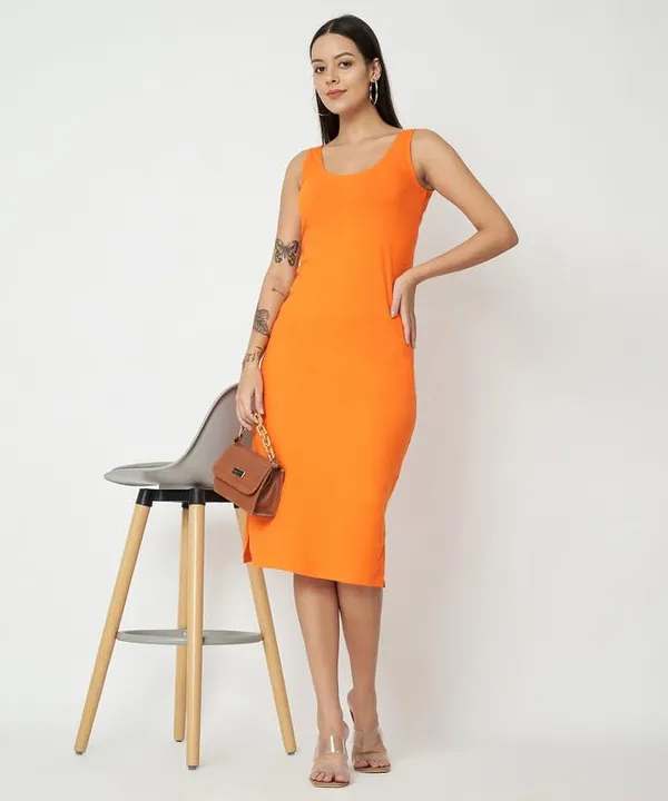 Orange_Cotton_Lycra_Dresses