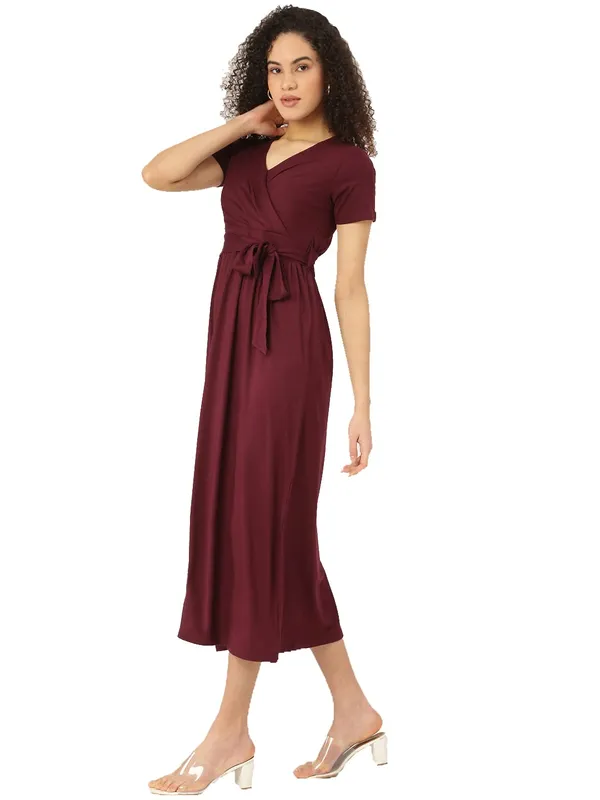 BRINNS_Burgundy_Solid_Color_Knitted_Midi_Dress
