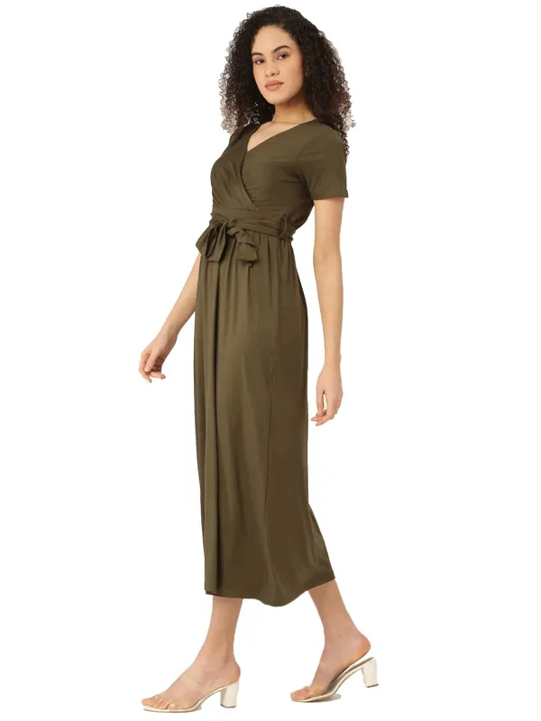 BRINNS_Olive_Green_Solid_Color_Knitted_Midi_Dress
