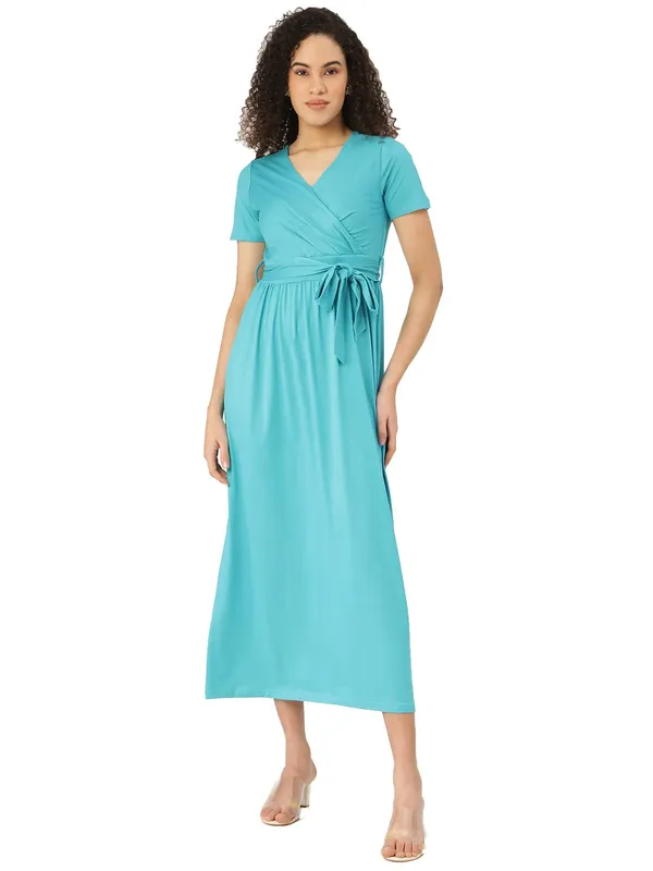 BRINNS_Turquoise_Blue_Solid_Color_Knitted_Midi_Dress