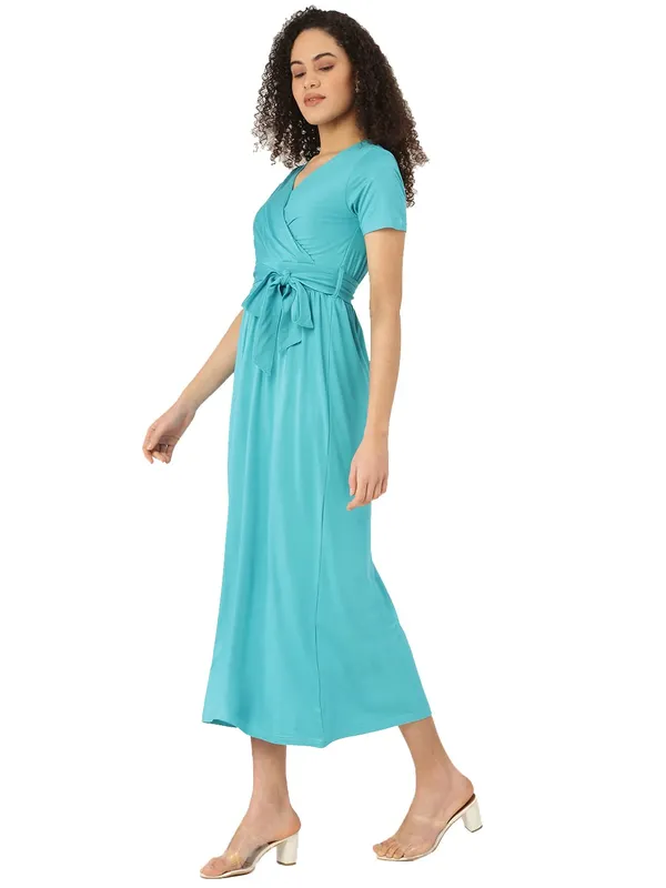 BRINNS_Turquoise_Blue_Solid_Color_Knitted_Midi_Dress