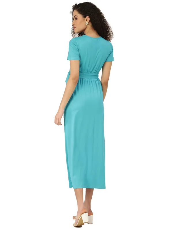 BRINNS_Turquoise_Blue_Solid_Color_Knitted_Midi_Dress
