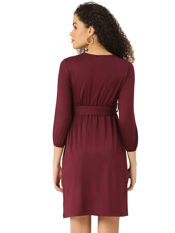 BRINNS_Burgundy_Solid_Dress