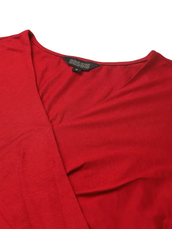 BRINNS_Maroon_Solid_Dress