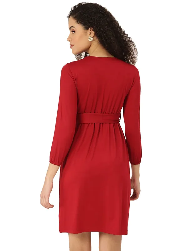 BRINNS_Maroon_Solid_Dress