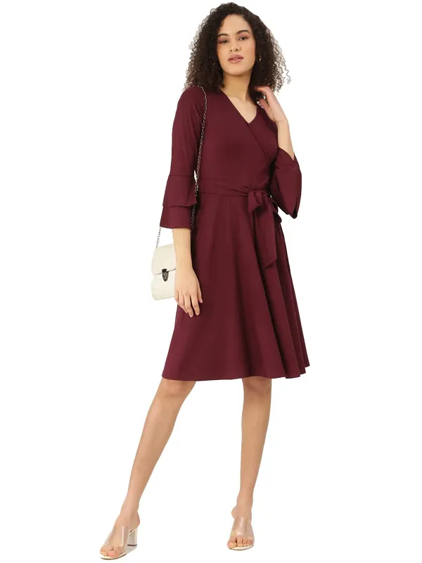 BRINNS_Burgundy_Solid_Dress