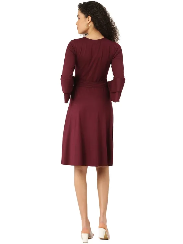 BRINNS_Burgundy_Solid_Dress