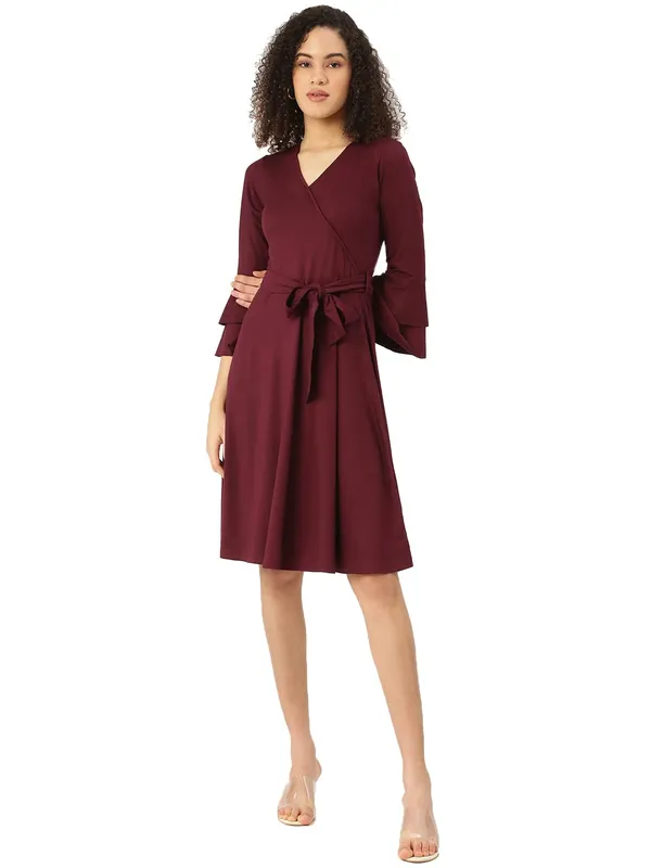 BRINNS_Burgundy_Solid_Dress
