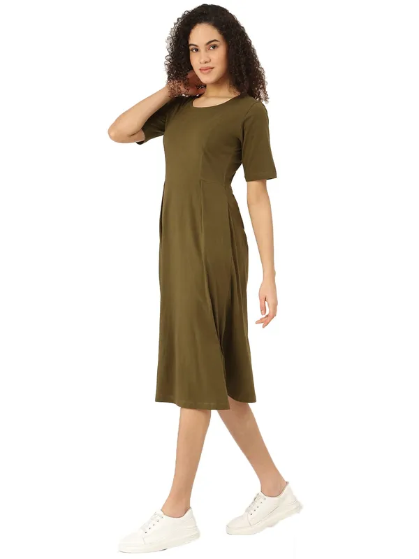 Olive_Cotton_Blend_Single_Jersey_Dresses