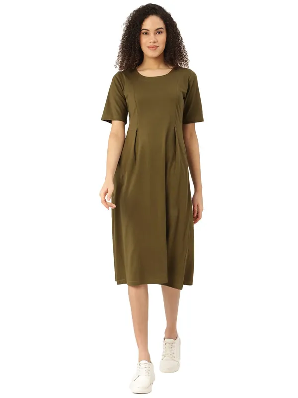 Olive_Cotton_Blend_Single_Jersey_Dresses