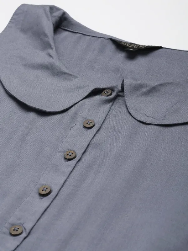 Grey_Rayon_Solid_Dresses
