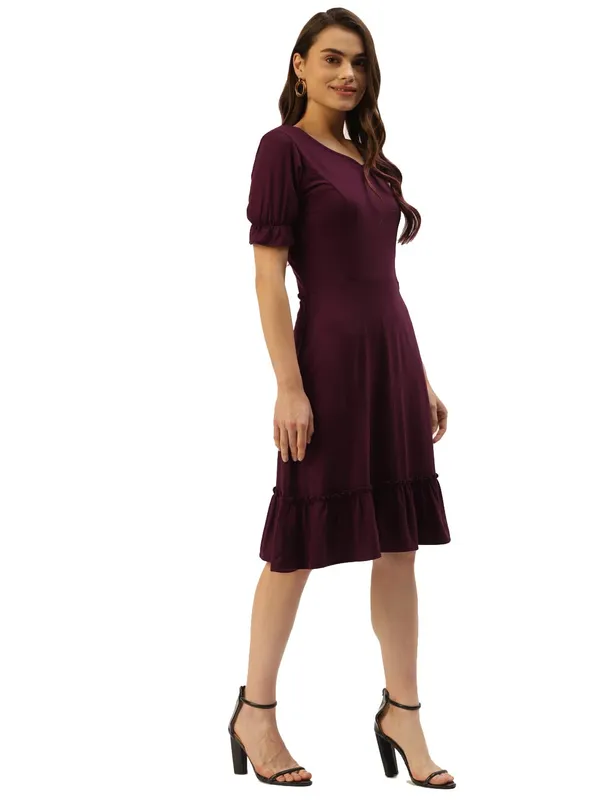 Burgundy_Viscose_Dresses