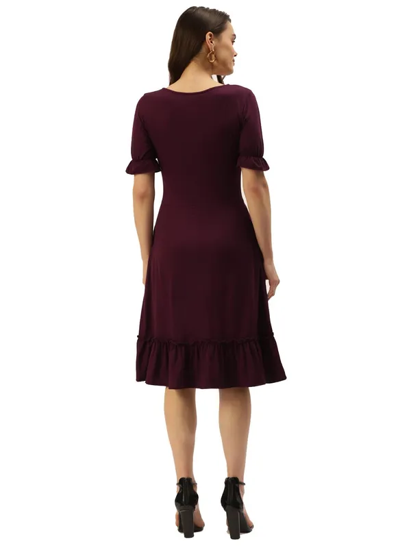 Burgundy_Viscose_Dresses
