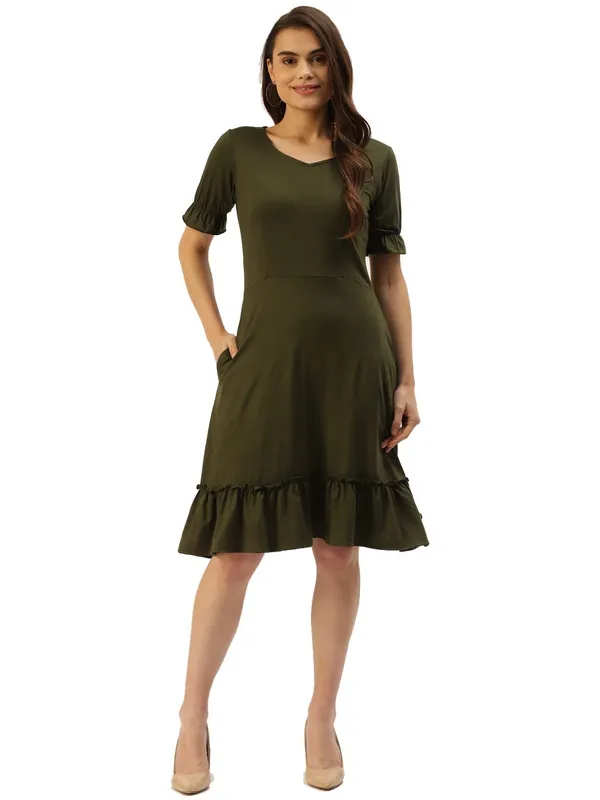 Olive_Viscose_Dresses