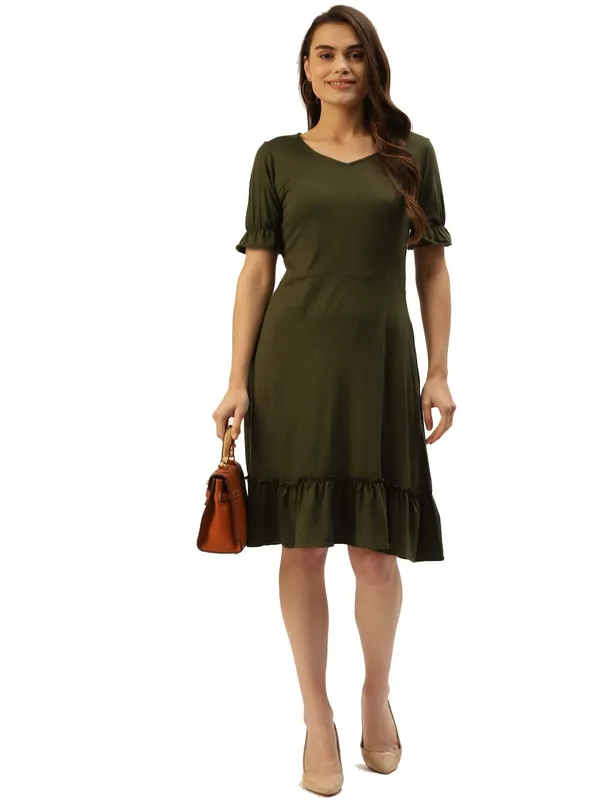 Olive_Viscose_Dresses