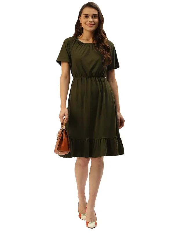Olive_Cotton_Blend_Single_Jersey_Dresses