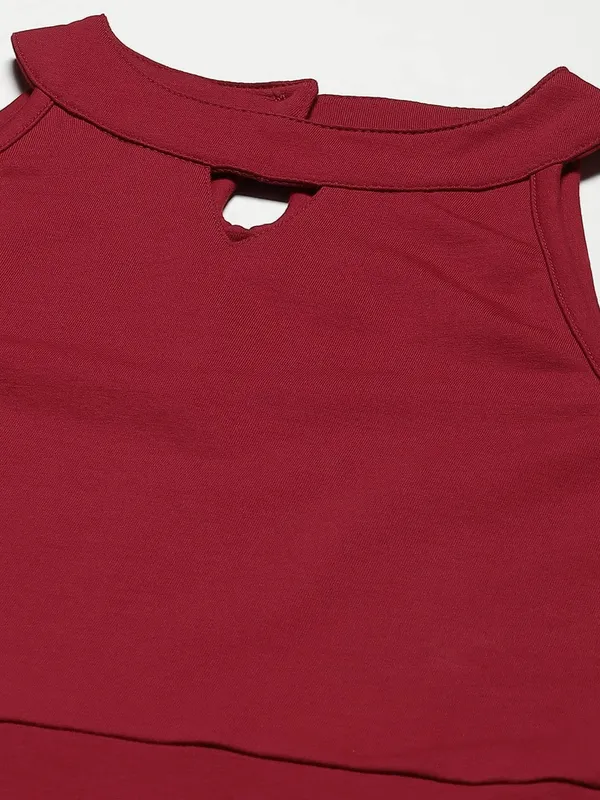 Maroon_Cotton_Loop_Teri_Dresses